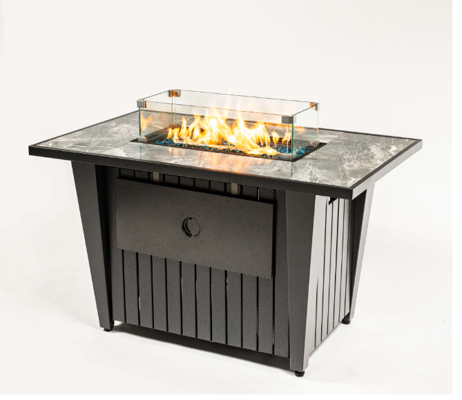 42" Rectangular gas fire pit table with beautiful wicker base
